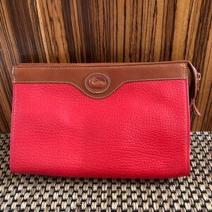 1990s Large Size Dooney and Bourke Red Cosmetic Bag/Clutch